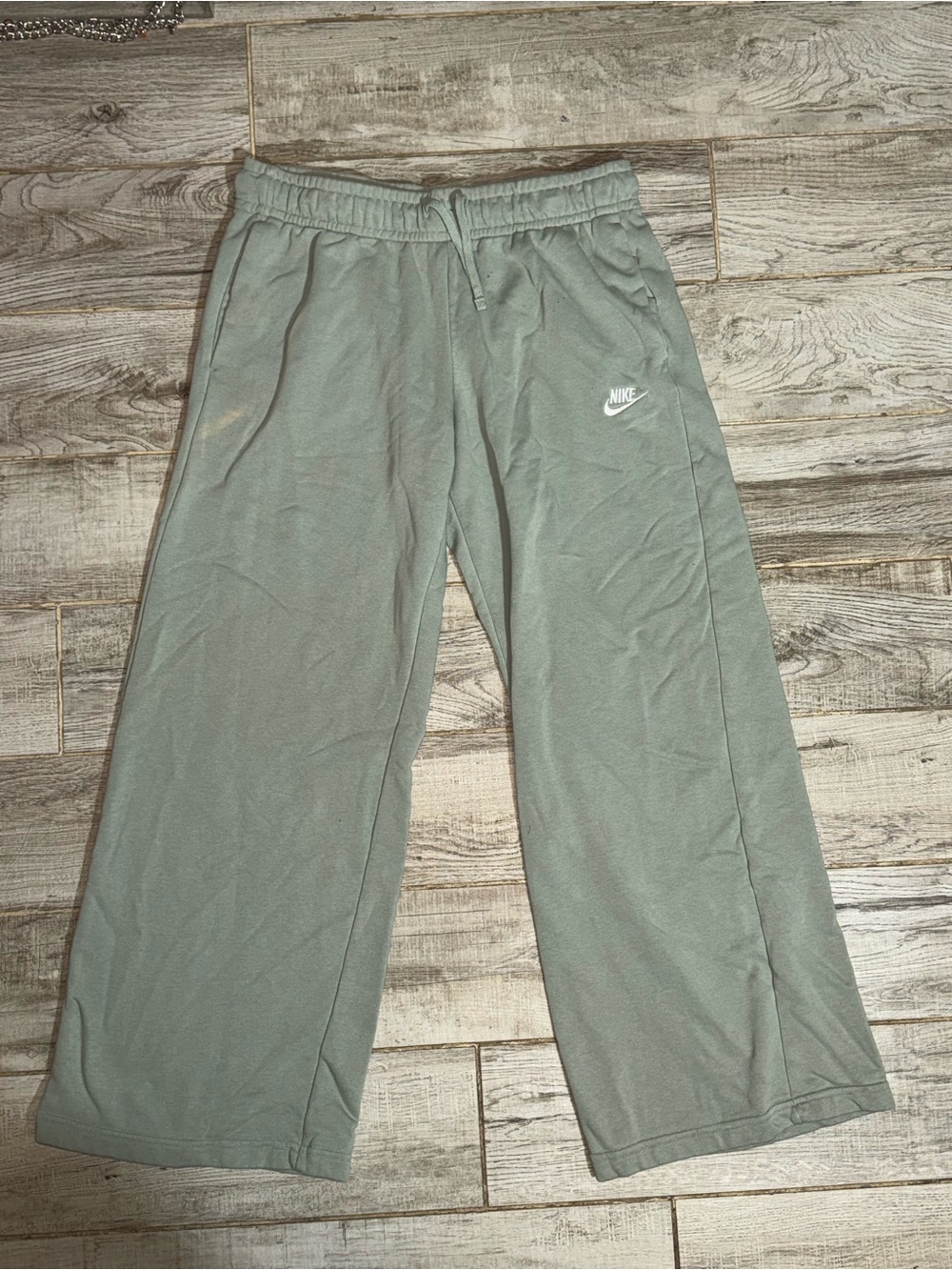 Nike Kids Sage Green Wide Leg Joggers with Drawstring Waist